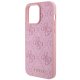 Guess iPhone 15 Pro Max Case Leather 4G Stamped, Pink