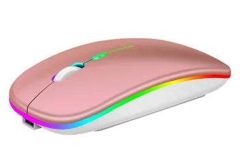 Wireless RGB LED Optical Mouse with Rechargeable Battery Bluetooth, rose gold
