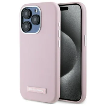 Karl Lagerfeld iPhone 15 Pro Max Case FW Metal Plate MagSafe, Pink