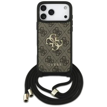 Guess 4G Big Logo Cord Stap Crossbody Phone Case Cover iPhone 17 Pro Max - Brown