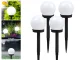 4x Solar Garden Lights, White Spheres, 10 cm