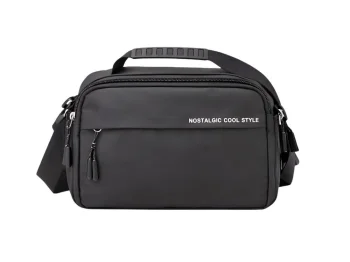 Men's Crossbody Shoulder Bag with Adjustable Strap, Black