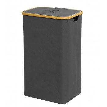 Large Laundry Hamper 100L with Bamboo Frame Storage Basket for Toys, gray