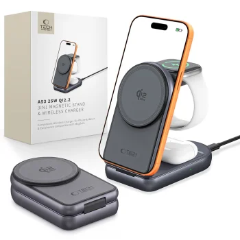 Tech-Protect A53 3-in-1 MagSafe 25W Wireless Charger, Dark Gray