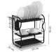 Massido 3-Tier Dish Drying Rack for Kitchen Counter MS-603, Black
