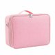 Makeup Train Case Travel Cosmetic Organizer with Adjustable Dividers, Pink