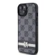 DKNY iPhone 15 Plus Case Checkered Pattern & Printed Stripes, Black