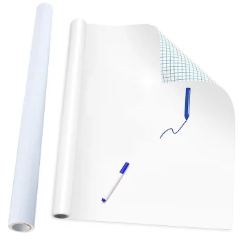 Self-Adhesive Dry Erase Whiteboard 200x45 cm with Blue Marker