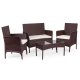 MultiGarden 4-Seater Garden Furniture Set with Bench and Armchairs, Brown