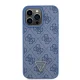 Guess Leather 4G Triangle Strass Case for iPhone 15 Pro Max, Blue
