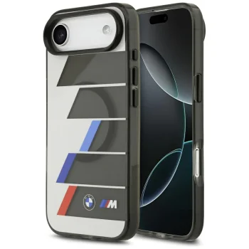 Dėklas iPhone Air BMW M IML Metal Buttons Tricolor Lines MagSafe, pilkas