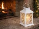 Decorative LED Lantern with Flickering Flameless Candle, Battery Operated, White