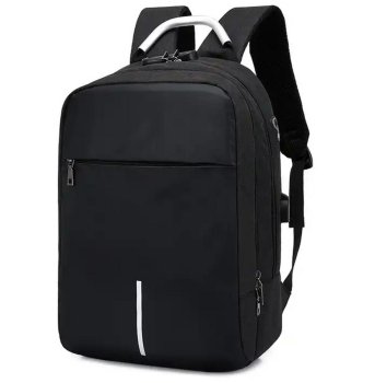 Waterproof anti-theft laptop backpack with USB, black