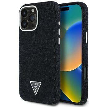 Guess Denim Triangle Logo MagSafe Case for iPhone 16 Pro Black