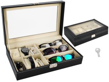 Iso Trade Watch and Glasses Organizer Box, Black