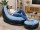 Inflatable Lounge Chair with Ottoman, Comfortable Blow Up Armchair for Home or Patio, Blue