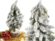 Small Artificial Christmas Tree with Snow on Wooden Base, 26 cm, Green