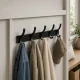 Wall-Mounted Clothes Rack, 10 Hooks, Matte Black