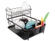 Two-Tier Dish Drainer with Tray, Black