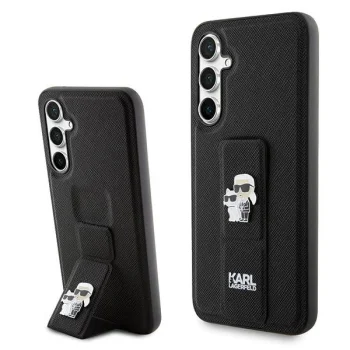 Karl Lagerfeld Samsung Galaxy S23 FE Case Gripstand Saffiano Karl&Choupette, Black