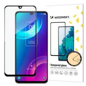 Wozinsky Full Glue Tempered Glass Screen Protector for TCL 30 Plus, Black Frame