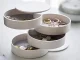 Round Jewelry Organizer Box with 4 Rotating Sections, White