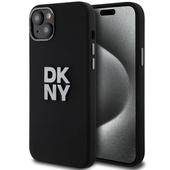 DKNY iPhone 15 / 14 / 13 Case Liquid Silicone Metal Logo, Black