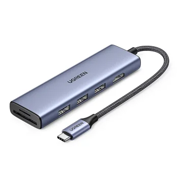 Ugreen CM511 6-in-1 USB-C Hub - HDMI, 3x USB 3.0, SD/TF Card Reader - Gray