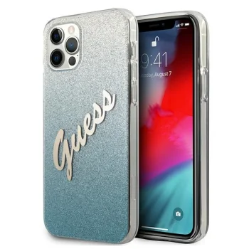 Guess Case for iPhone 12 / 12 Pro Glitter Gradient Script Blue