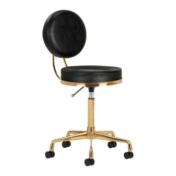 Activeshop H5 Cosmetic Stool with Backrest, Black/Gold