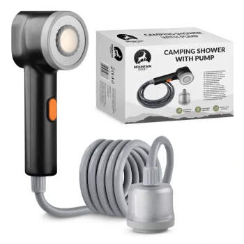4Fizjo Mountain Goat Portable Camping Shower with Pump, USB, LED