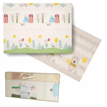 Double-Sided Foldable Foam Play Mat for Kids, 150x200 cm, Bears/Trees