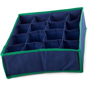Drawer Organizer for Underwear and Socks, 16-Compartment Closet Organizer, Navy