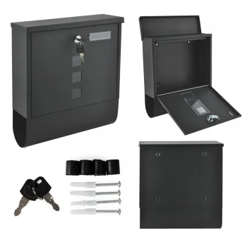 Modernhome HPB2210-GS Mailbox with Newspaper Holder, Galvanized Steel, Anthracite