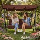 3-Seater Outdoor Garden Swing Steel Freestanding MultiGarden, Brown