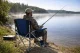 Folding Fishing and Camping Chair with Armrests and Cup Holder, Navy Blue