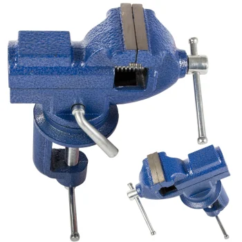 Blue Cast Iron Rotary Vise with Anvil 55mm