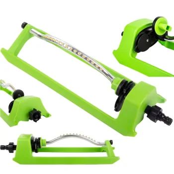 Oscillating Garden Lawn Sprinkler 18 Nozzles Adjustable Green/Silver