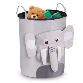 Nukido Elephant Toy Storage Basket for Kids Room, grey