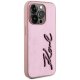 Karl Lagerfeld Wrinkled Metal Signature Case for iPhone 15 Pro, Pink