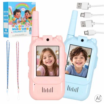 Kids Walkie Talkies with Video Call Function and Camera, 2 Pack, Blue and Pink