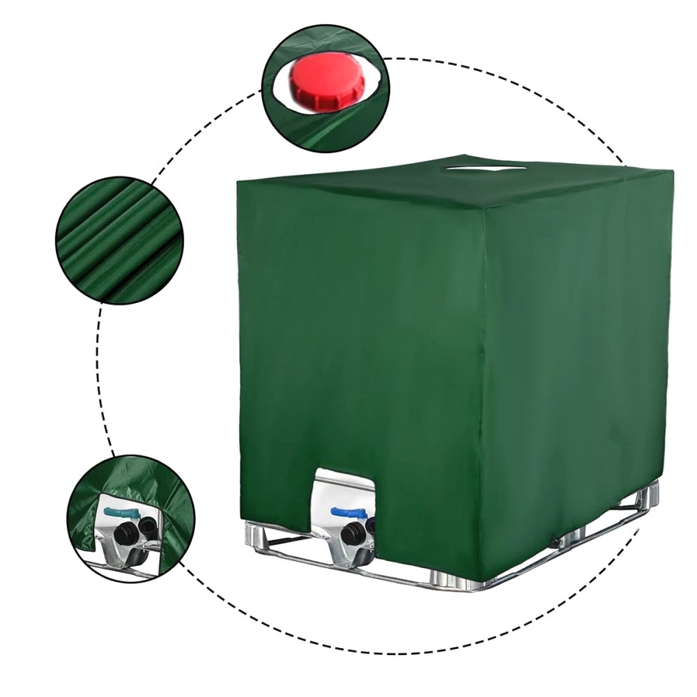 IBC Tote Cover for 1000L Water Tank UV Resistant, Green (1)