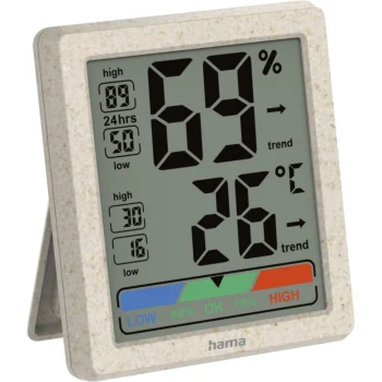 Hama Ponza Digital Indoor Thermometer and Hygrometer, Beige