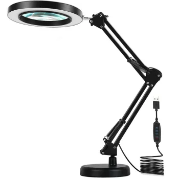Cosmetic LED Desk Lamp with 3x Magnifier Black