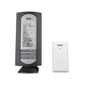 Mebus 11146 Radio-Controlled Weather Station, Black/Silver