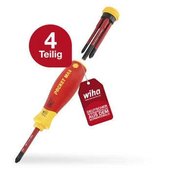 Wiha PocketMax electric Screwdriver with Bit Magazine, 5-Piece