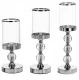 Set of 3 Decorative Goblet Candle Holders, Silver