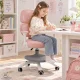 Ergonomic Kids Desk Chair with Footrest, Swivel Adjustable, Pink