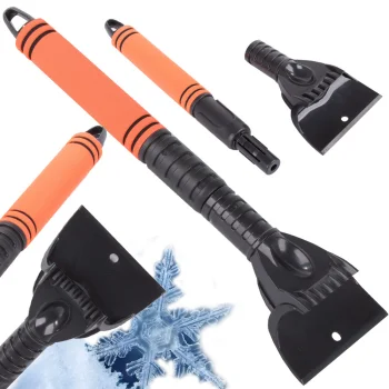 Car Window Ice Scraper, Plastic, Orange/Black
