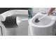Silicone toilet brush with holder, leakproof base, white-black